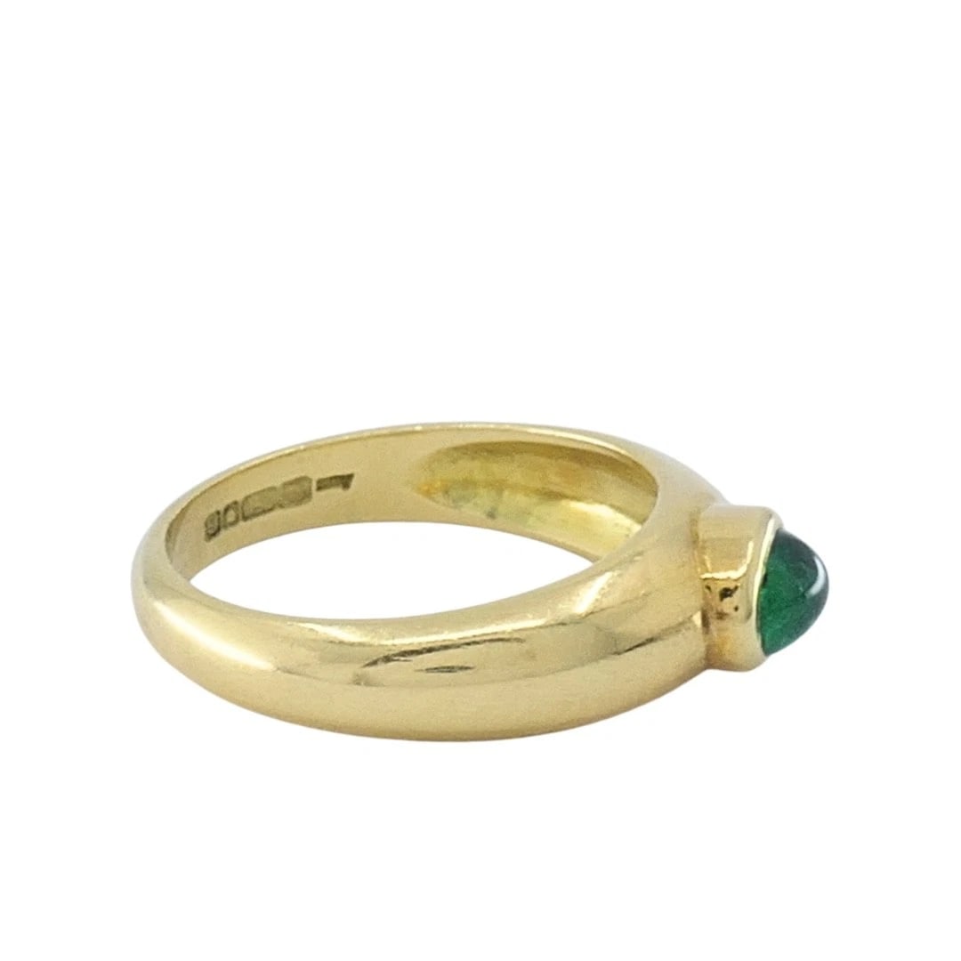 Asprey London 18k Gold Oval Cabochon Emerald Ring - 6