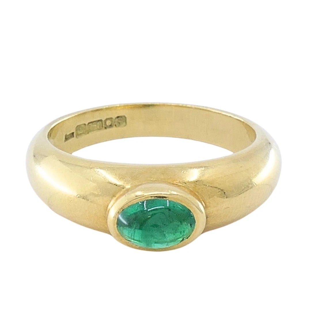 Asprey London 18k Gold Oval Cabochon Emerald Ring - 7