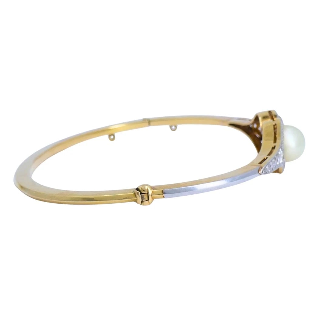 Edwardian Diamond BRACELET Pearl Gold Platinum Filigree Pattern - 5