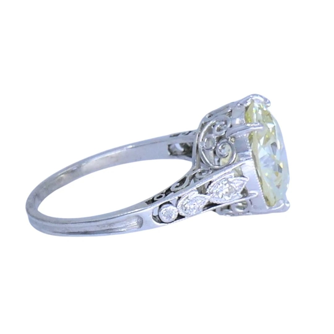 Art Deco Engagement RING Old European Cut Diamond Platinum Ring Solitaire - 7