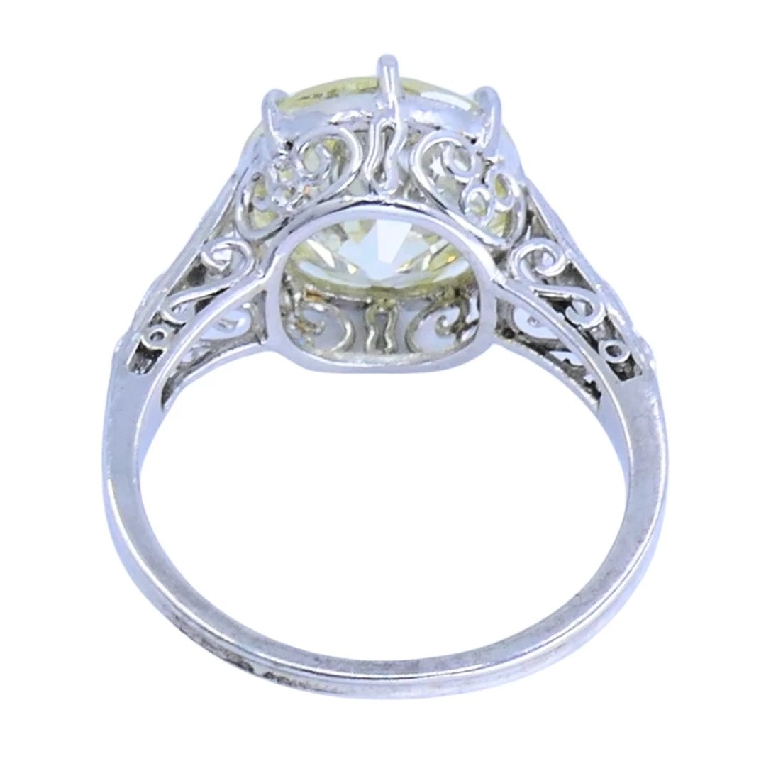 Art Deco Engagement RING Old European Cut Diamond Platinum Ring Solitaire - 8