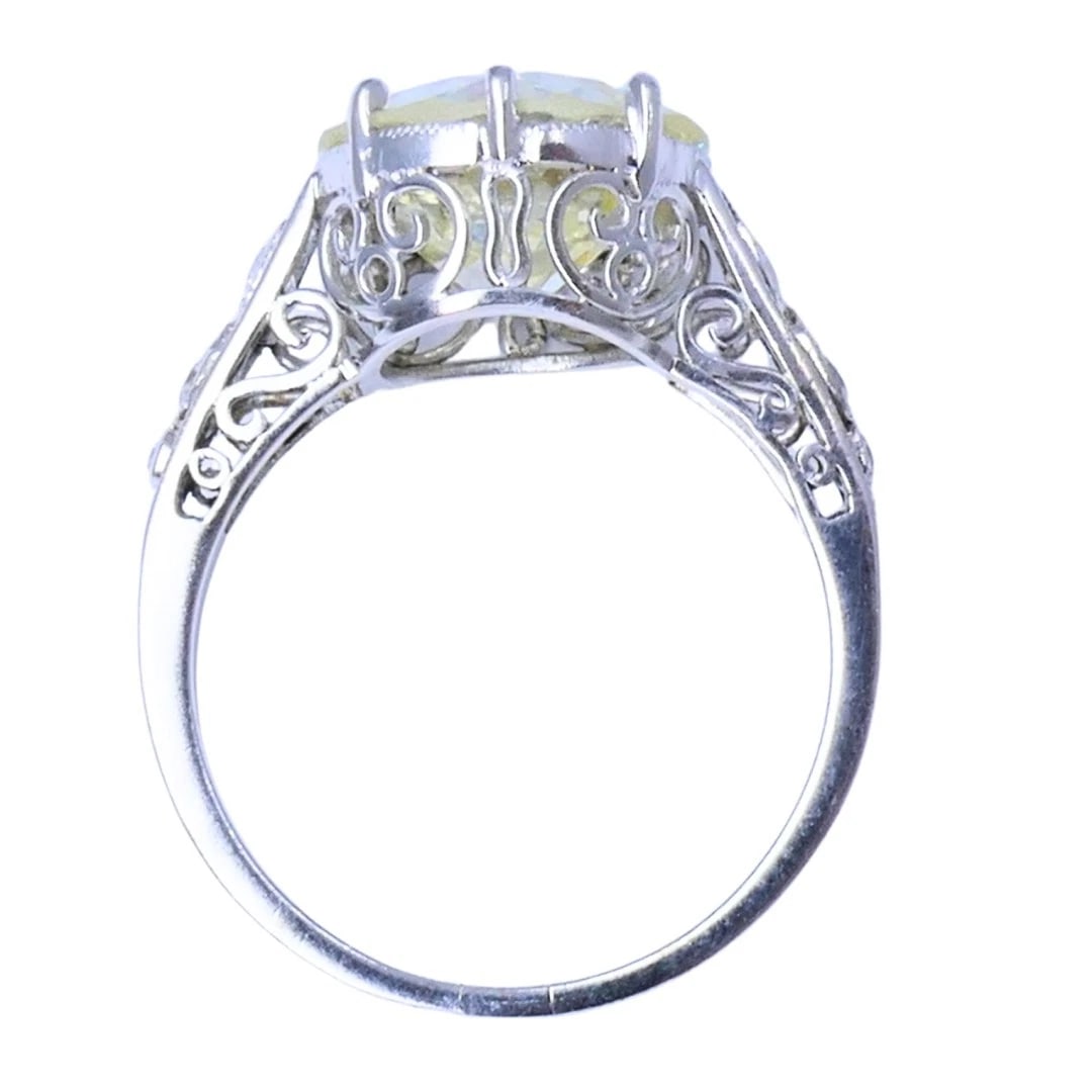 Art Deco Engagement RING Old European Cut Diamond Platinum Ring Solitaire - 9