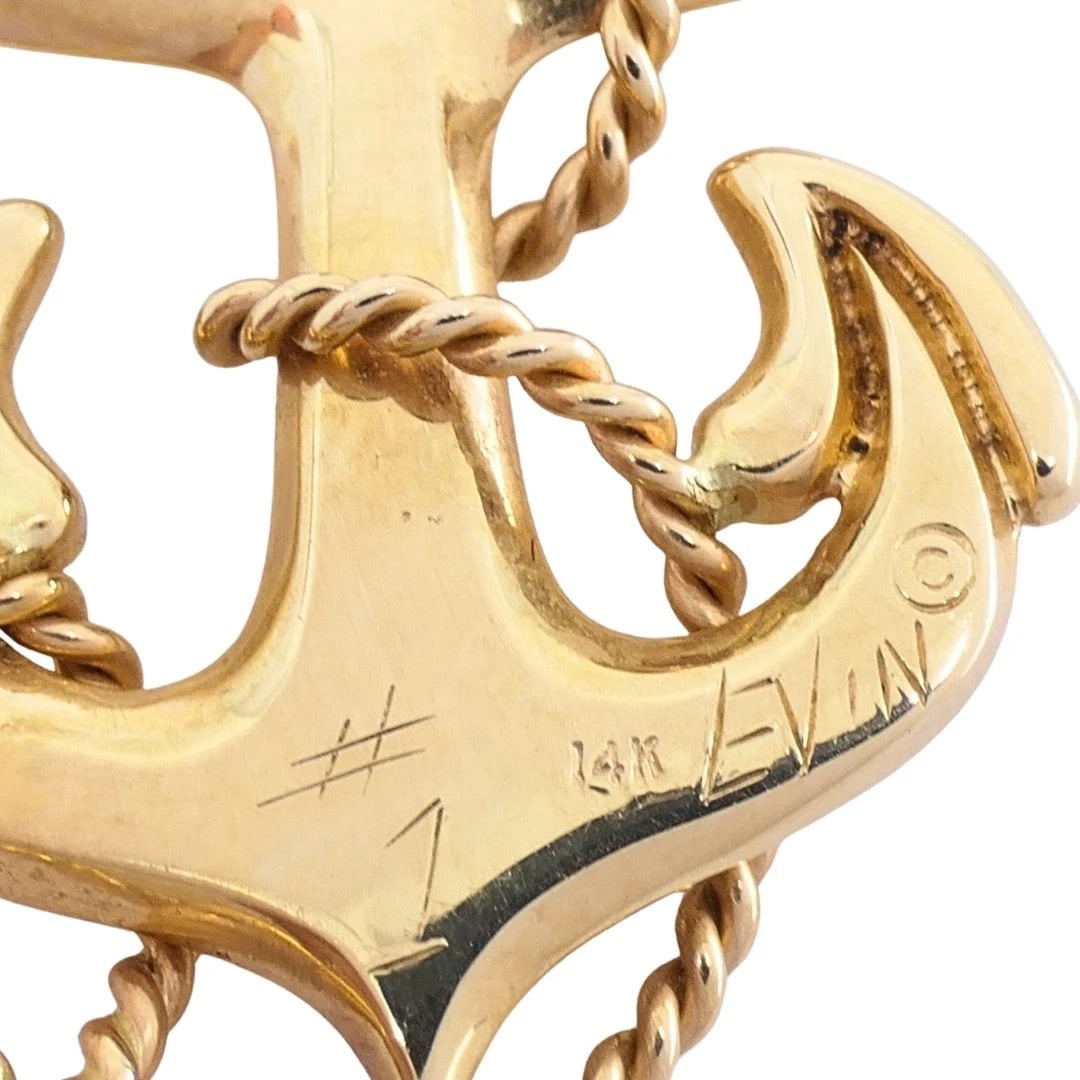 14k Gold Anchor Pendant Wire Choker Necklace - 7