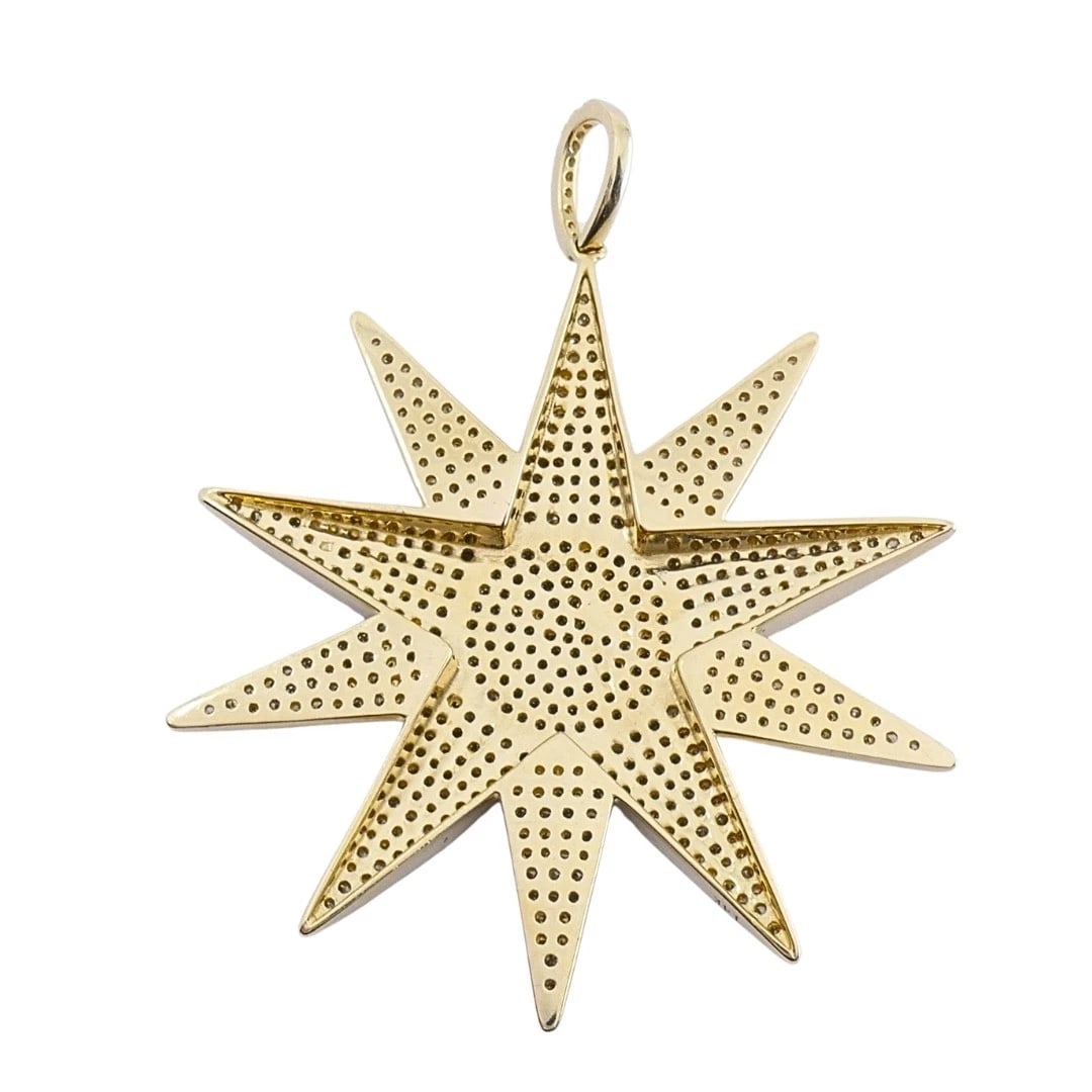 14k Gold Diamond Starburst Pendant Chain Necklace - 5