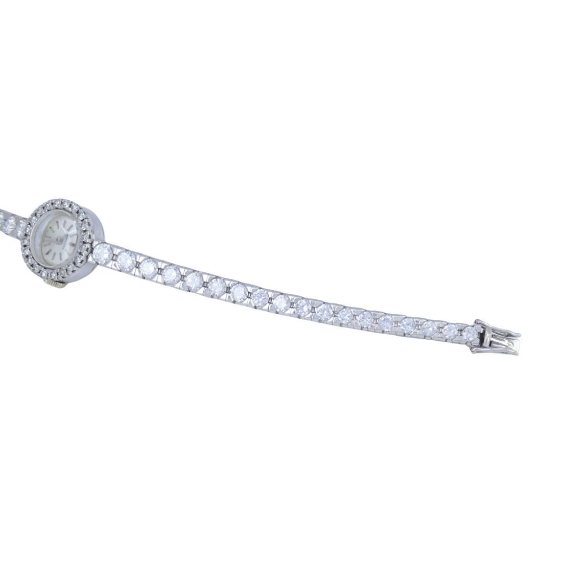 Vintage Longines Swiss 18k White Gold Diamond Lady's Wrist Watch - 7