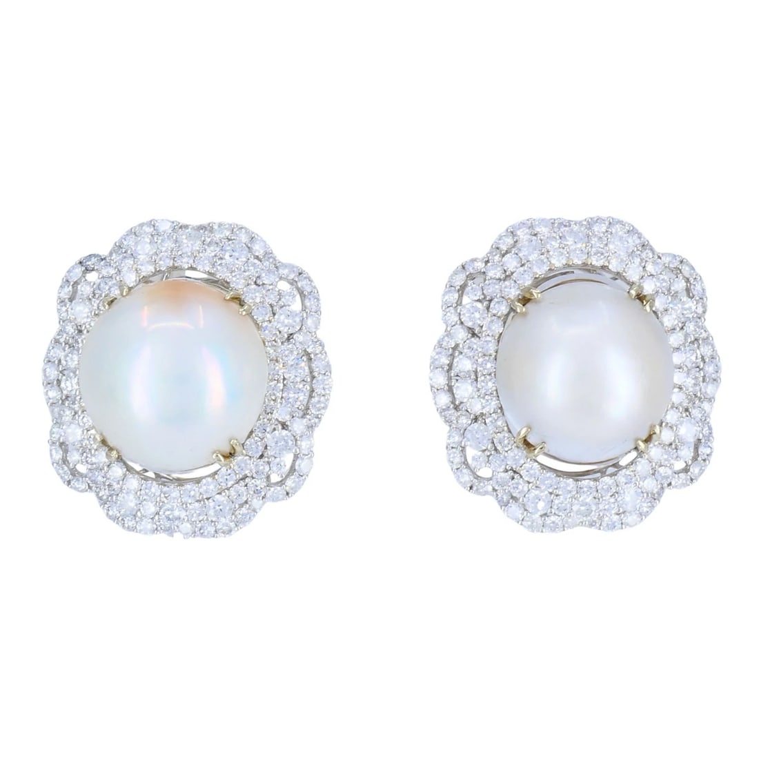 HANA 18K White Gold Mabe Pearl Diamond Drop Earrings, 2.36 Carats - 5