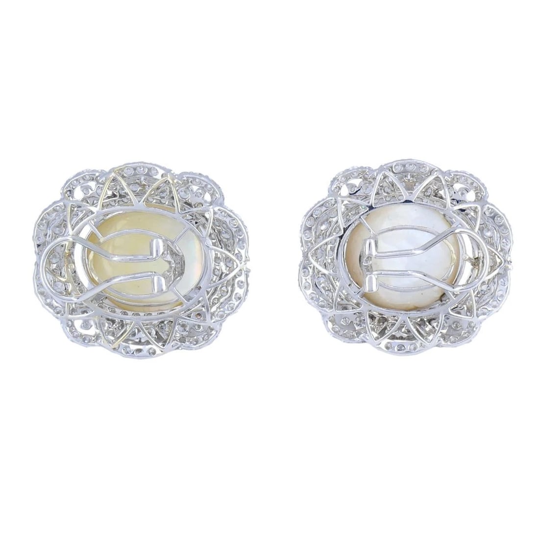 HANA 18K White Gold Mabe Pearl Diamond Drop Earrings, 2.36 Carats - 7