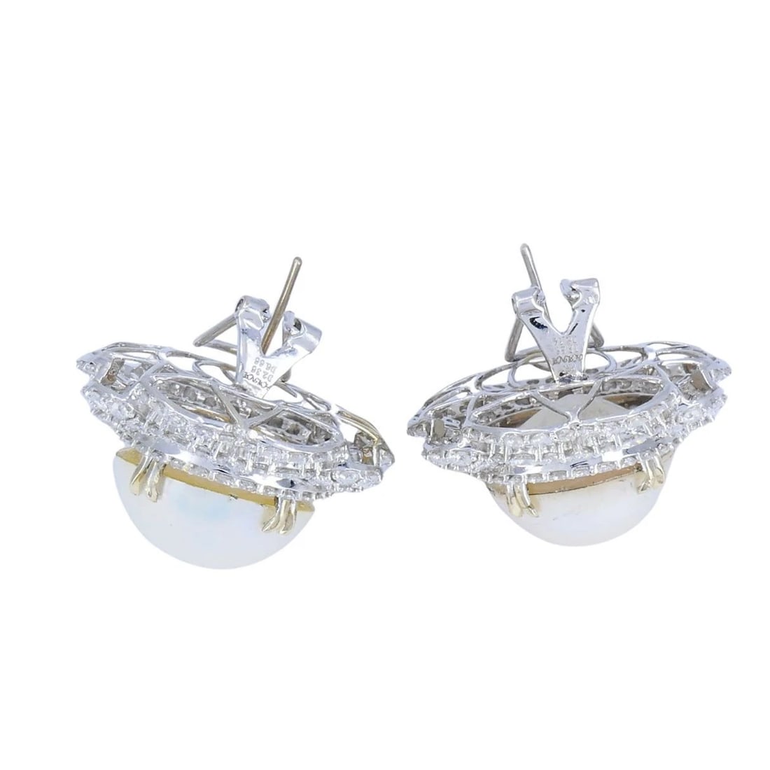 HANA 18K White Gold Mabe Pearl Diamond Drop Earrings, 2.36 Carats - 8