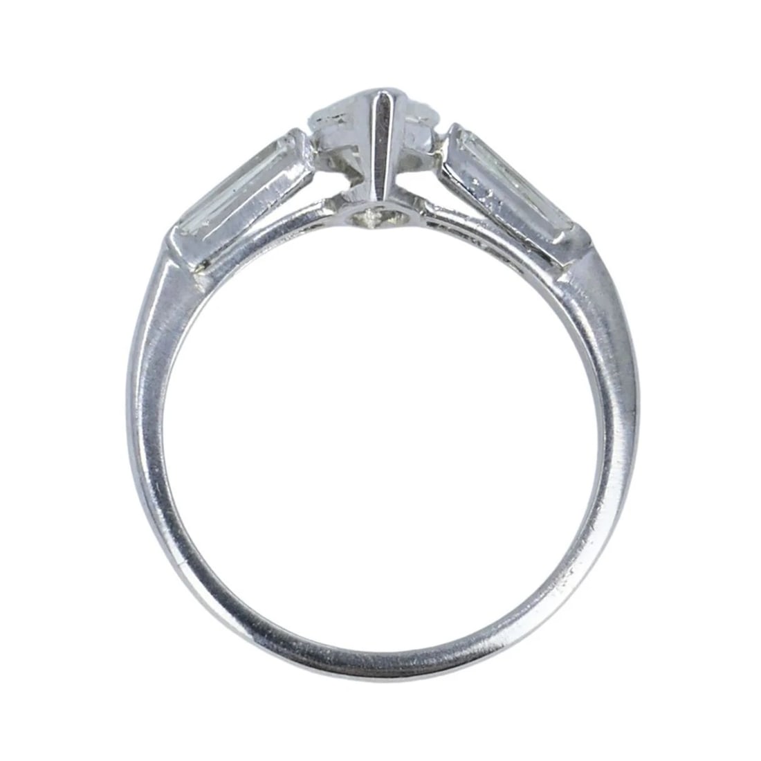Vintage Platinum 1.07 Carat Marquise Diamond Three Stone Ring - 7
