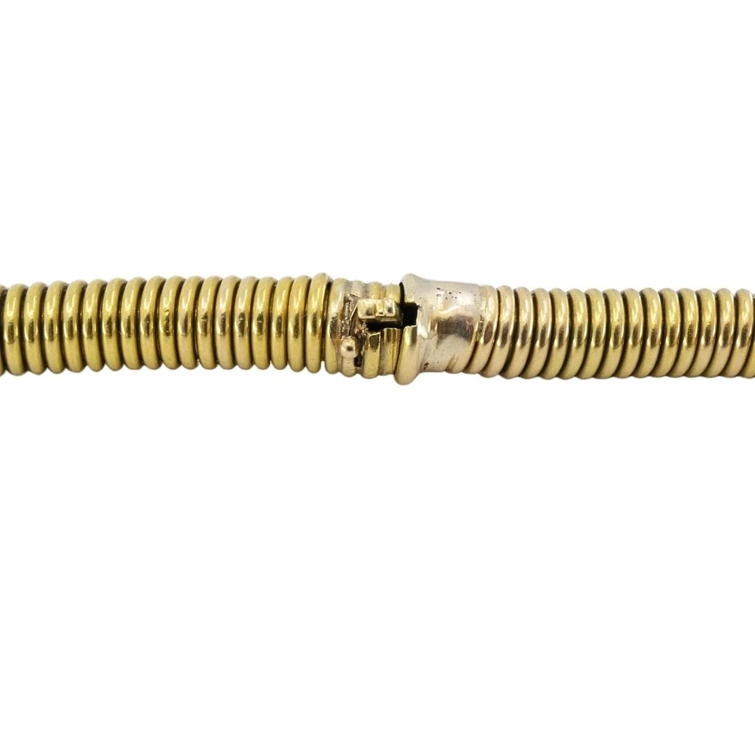 Vintage French 18k Gold Tubogas Coil Necklace - 7