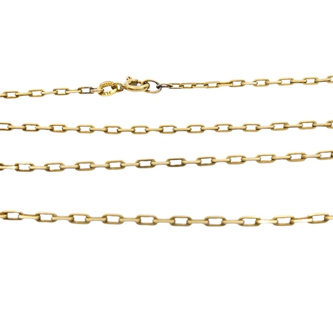 18k Diamond Key Pendant 14k Italian Gold Chain Necklace - 5