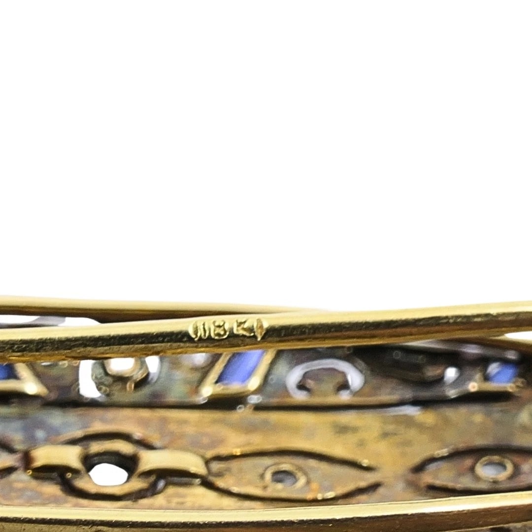 Art Deco 18k Gold Diamond Navette Brooch - 9
