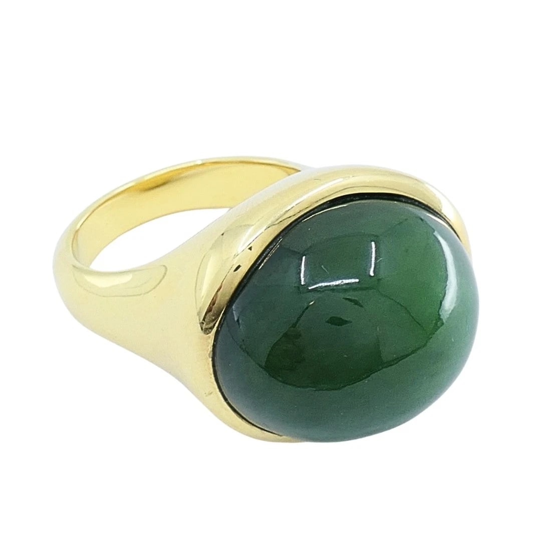 Tiffany & Co. Elsa Peretti 18k Gold Jade Cabochon Dome Ring - 4