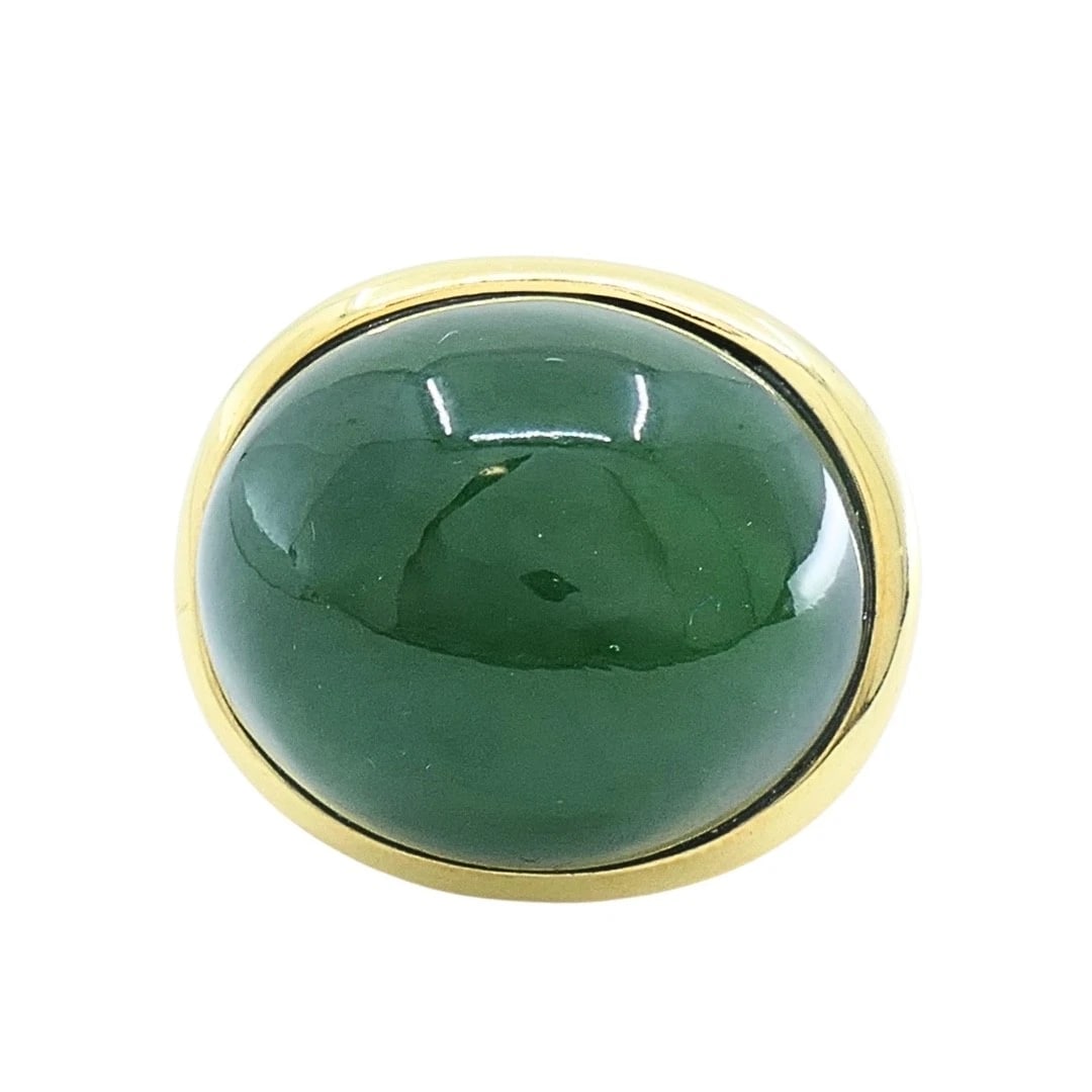 Tiffany & Co. Elsa Peretti 18k Gold Jade Cabochon Dome Ring - 5