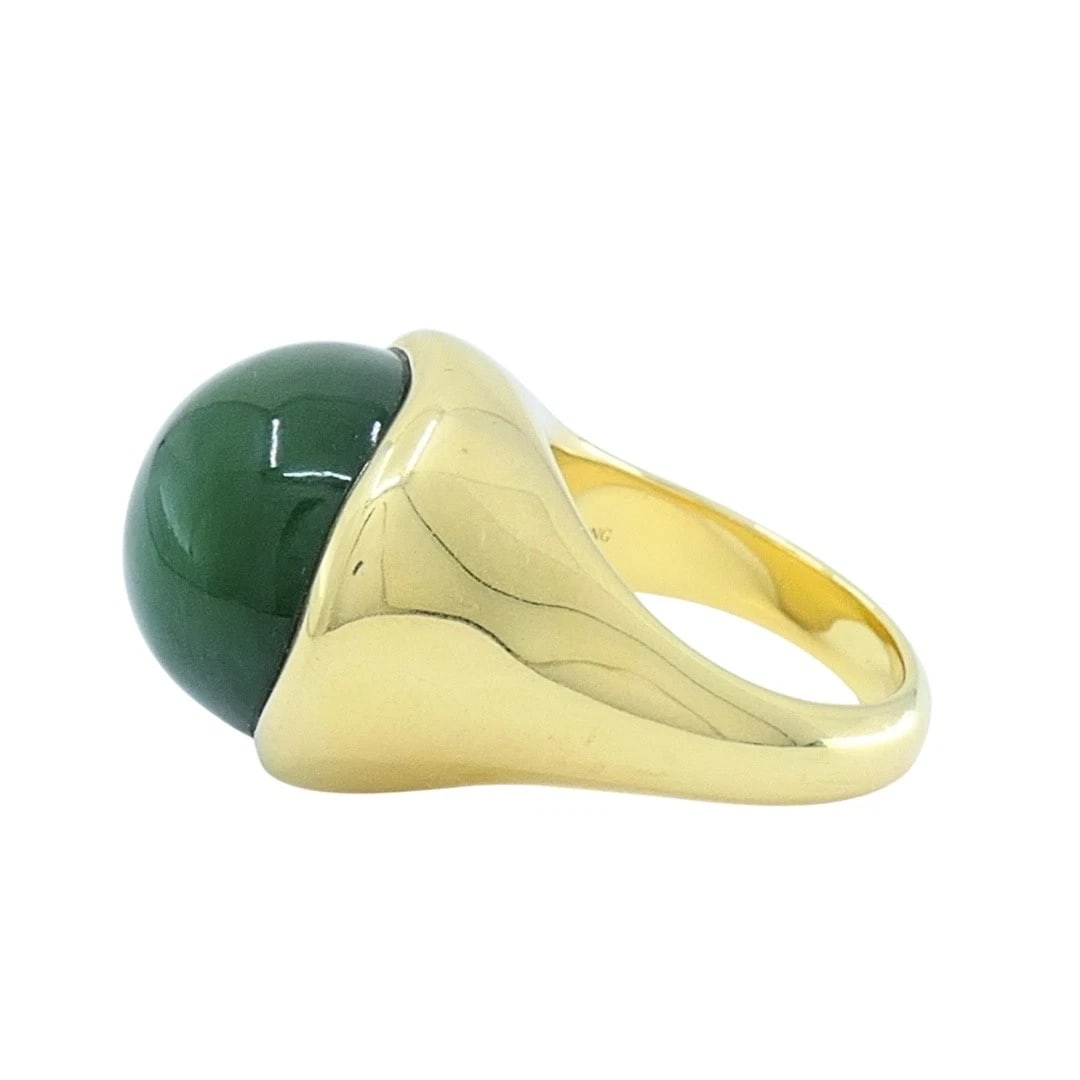 Tiffany & Co. Elsa Peretti 18k Gold Jade Cabochon Dome Ring - 6