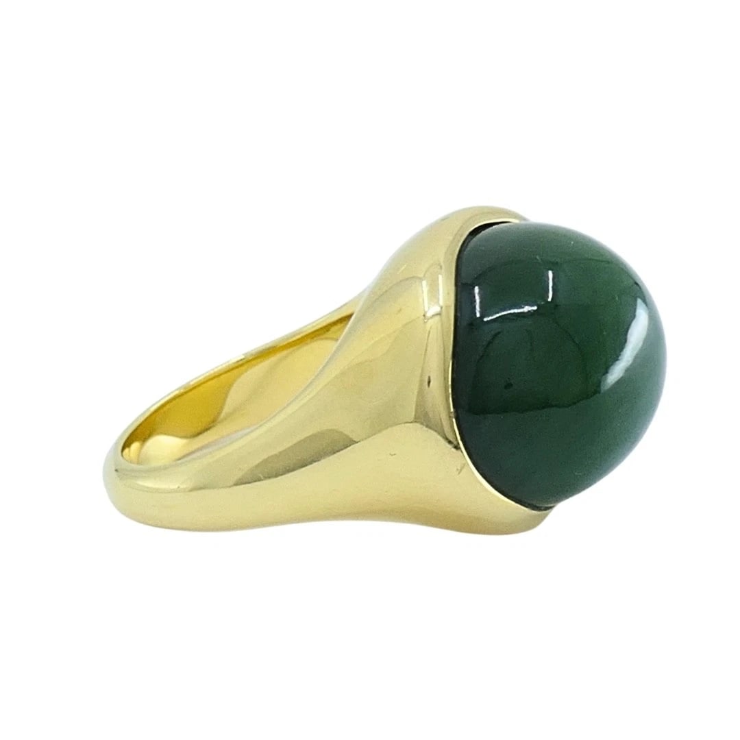 Tiffany & Co. Elsa Peretti 18k Gold Jade Cabochon Dome Ring - 7