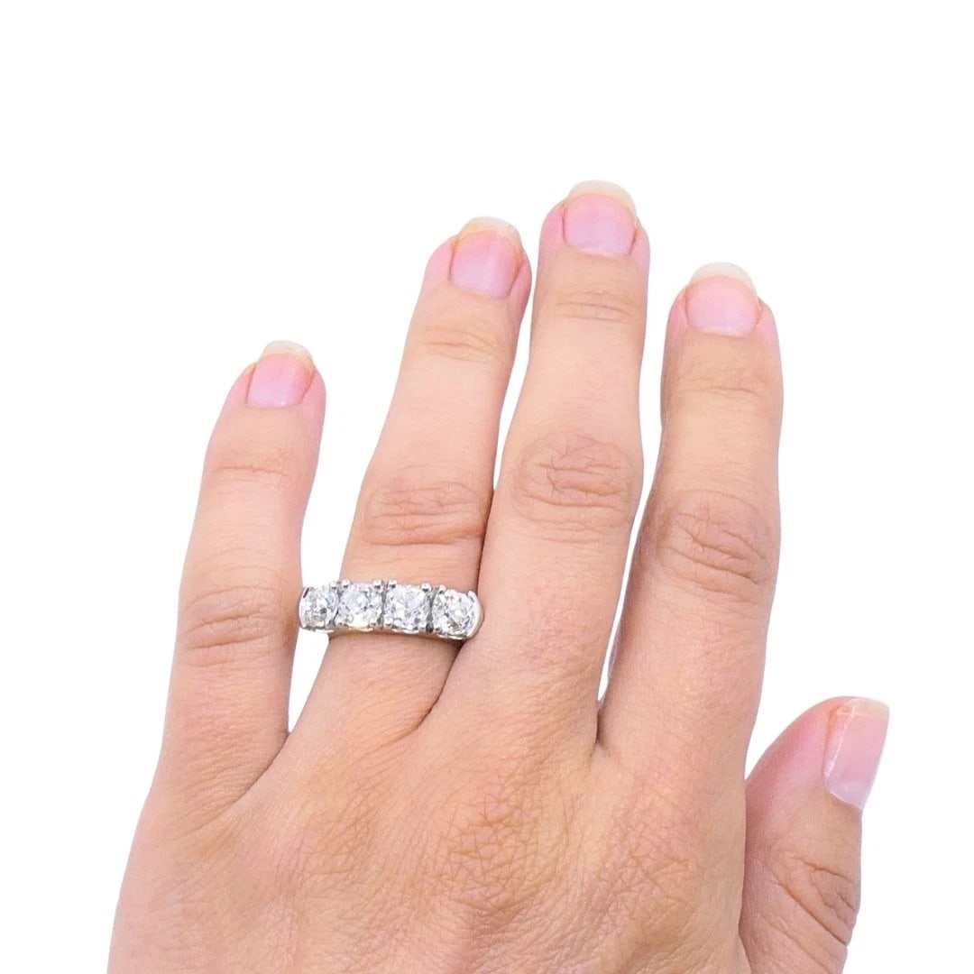 Mid-Century Platinum Four-Stone Diamond Ring - 2