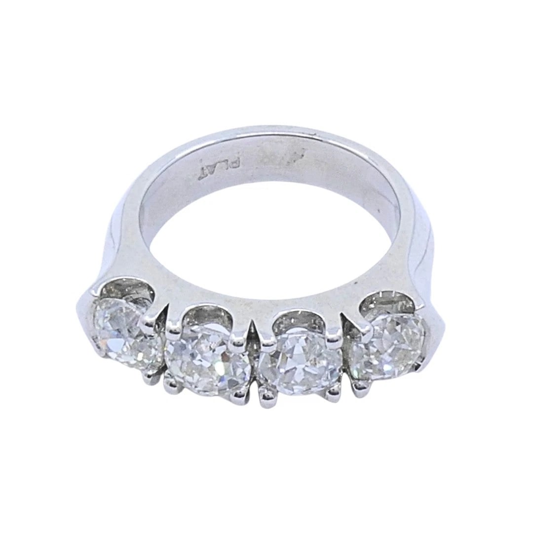 Mid-Century Platinum Four-Stone Diamond Ring - 7
