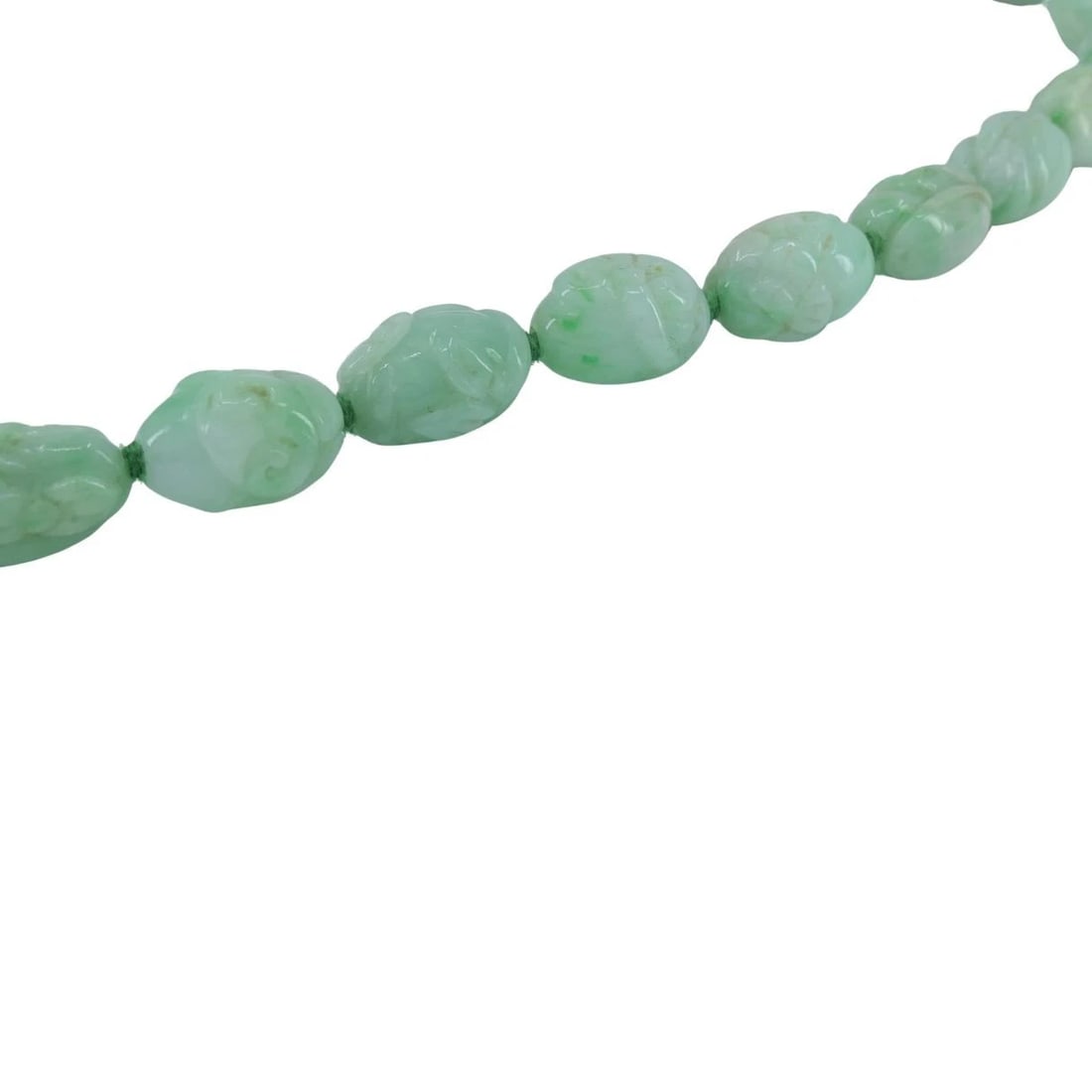 Vintage 14k Gold Apple Jade Carved Bead Necklace, Circa 1960s - 7