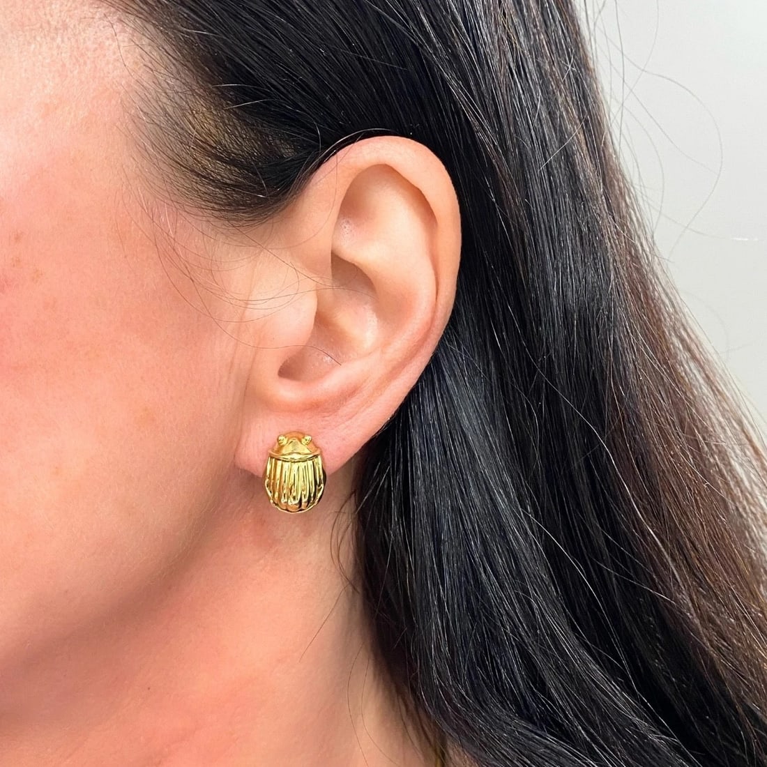 Tiffany & Co. 18k Yellow Gold Scarab Earrings, Circa 1993 - 2