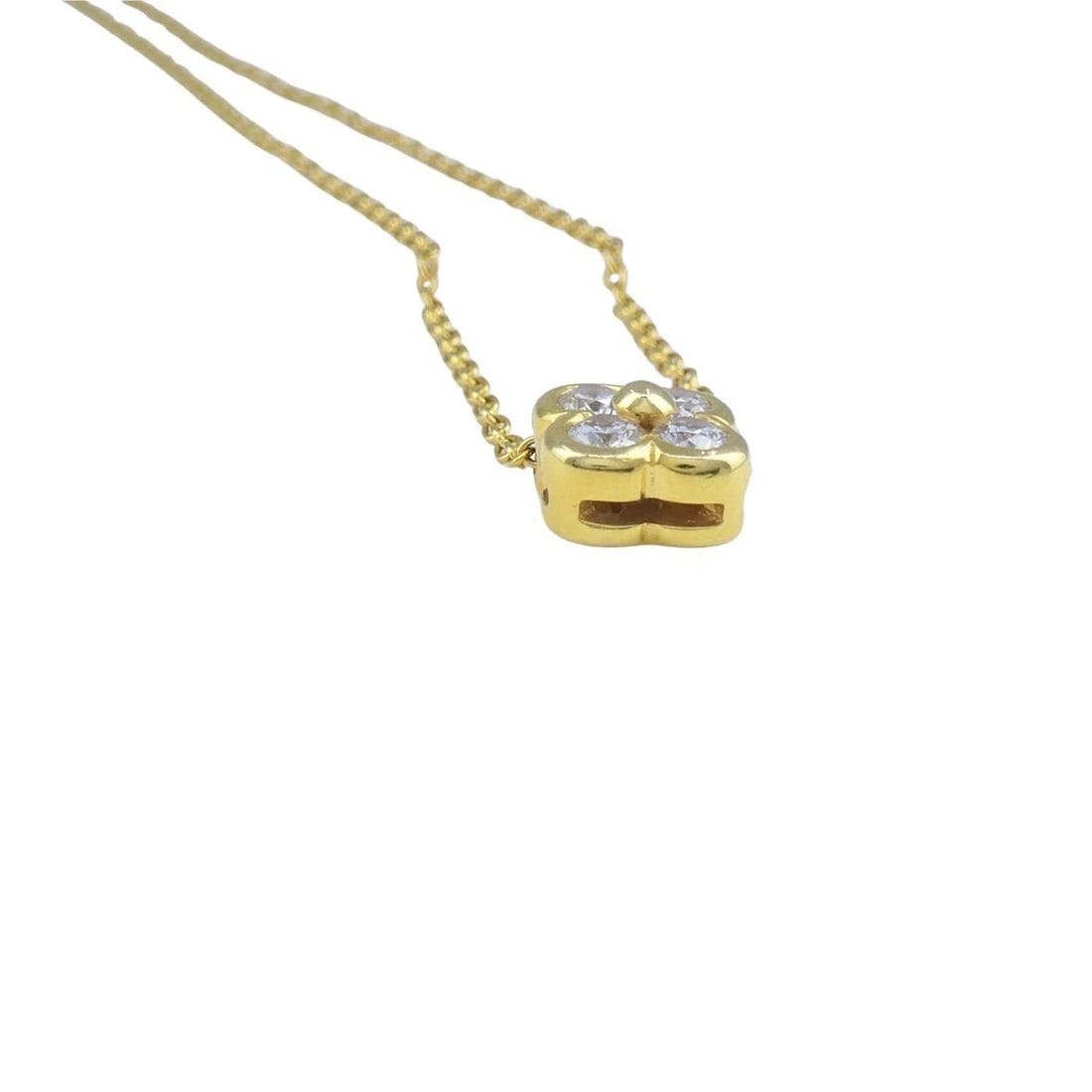 Tiffany & Co. 18k Gold Diamond Clover Flower Pendant Necklace - 7