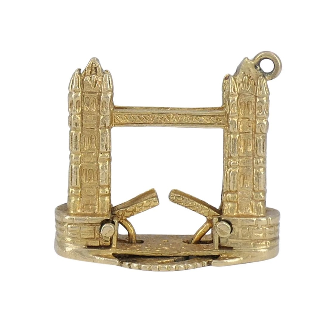 Vintage London Bridge Mechanical 9k Yellow Gold Charm Pendant - 2