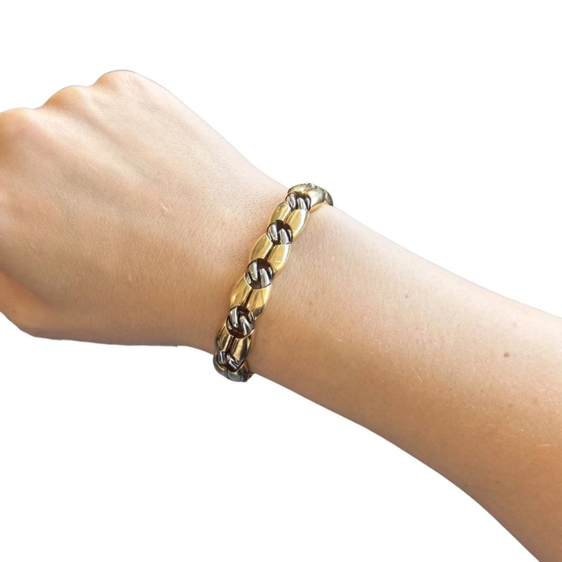 Vintage Bvlgari 18k Gold Steel Link Bracelet - 2