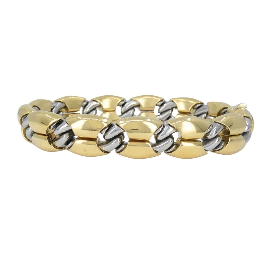 Vintage Bvlgari 18k Gold Steel Link Bracelet - 3