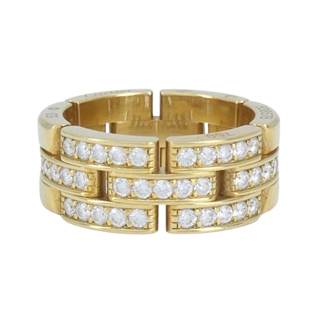 Cartier 18k Gold Diamond Triple Row Maillon Panthere Ring - 3