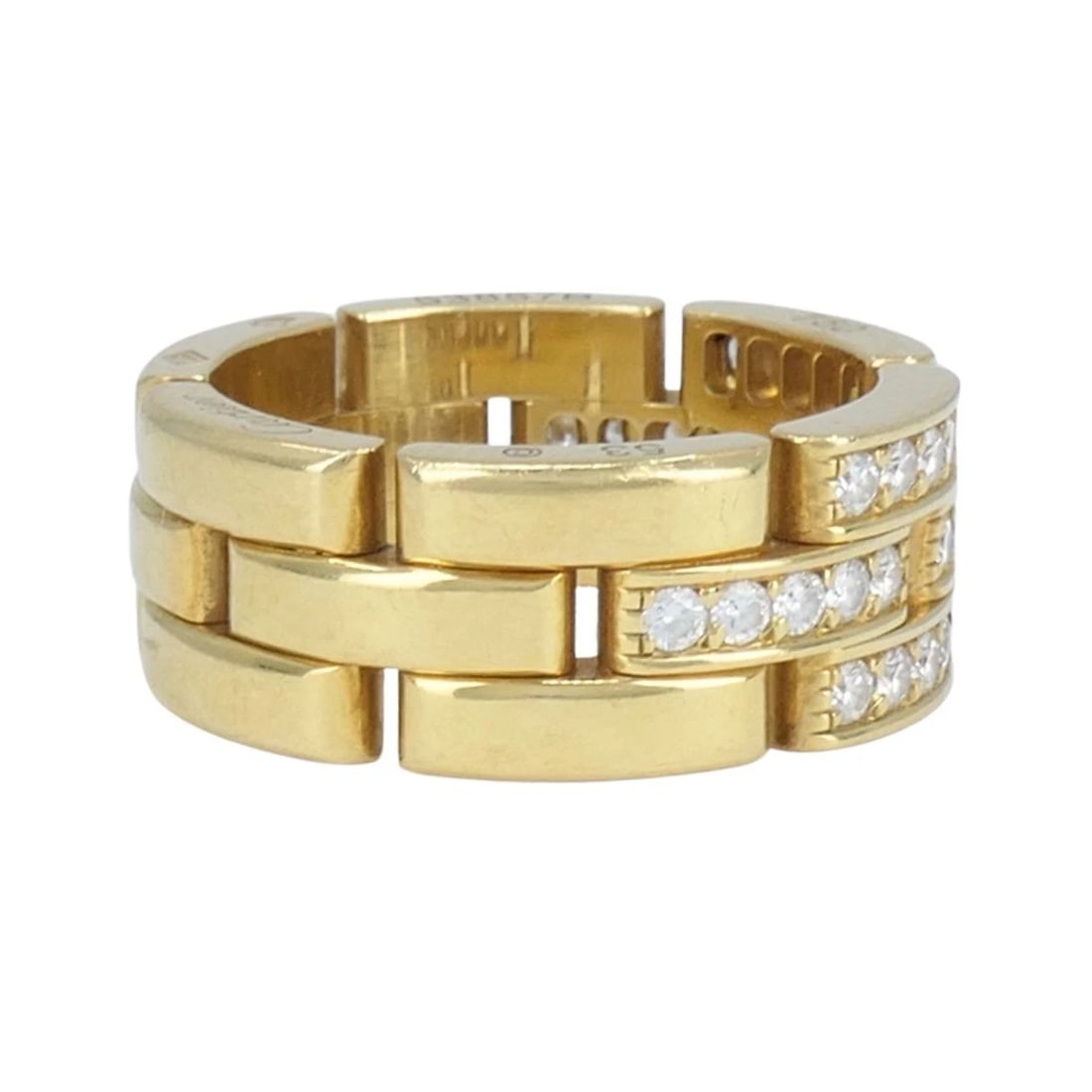 Cartier 18k Gold Diamond Triple Row Maillon Panthere Ring - 5