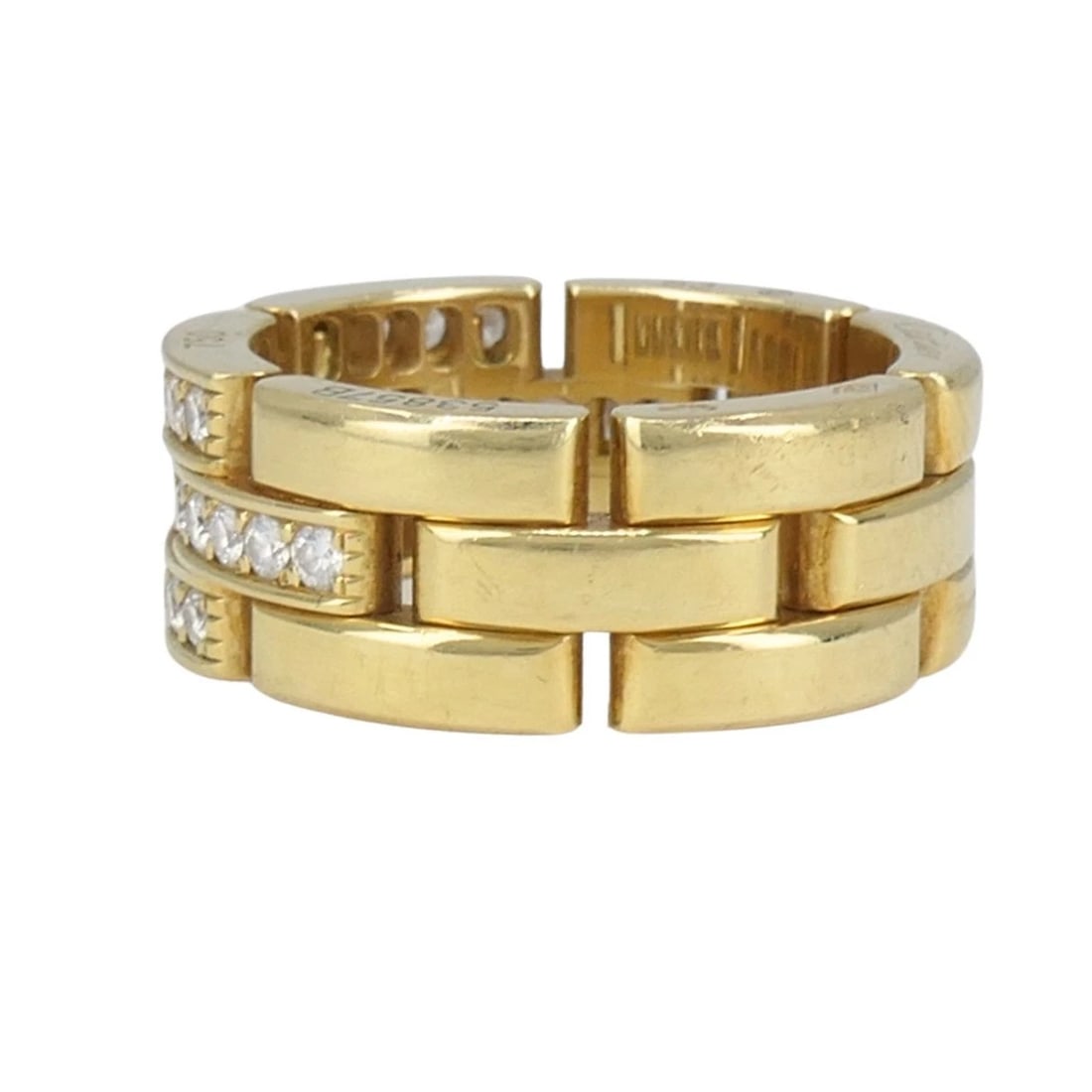 Cartier 18k Gold Diamond Triple Row Maillon Panthere Ring - 7