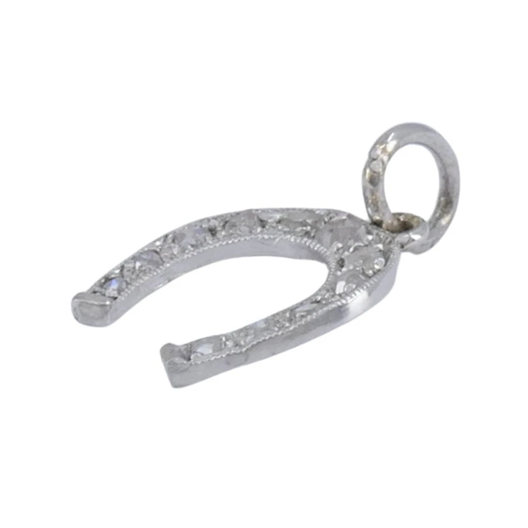 Edwardian Platinum Rose Cut Diamond Horseshoe Pendant - 5