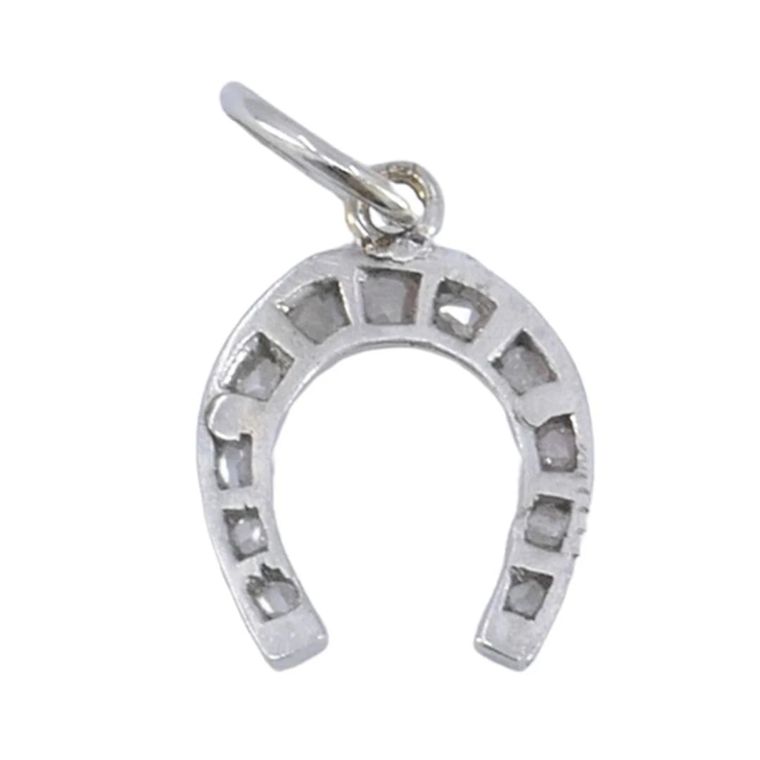 Edwardian Platinum Rose Cut Diamond Horseshoe Pendant - 7