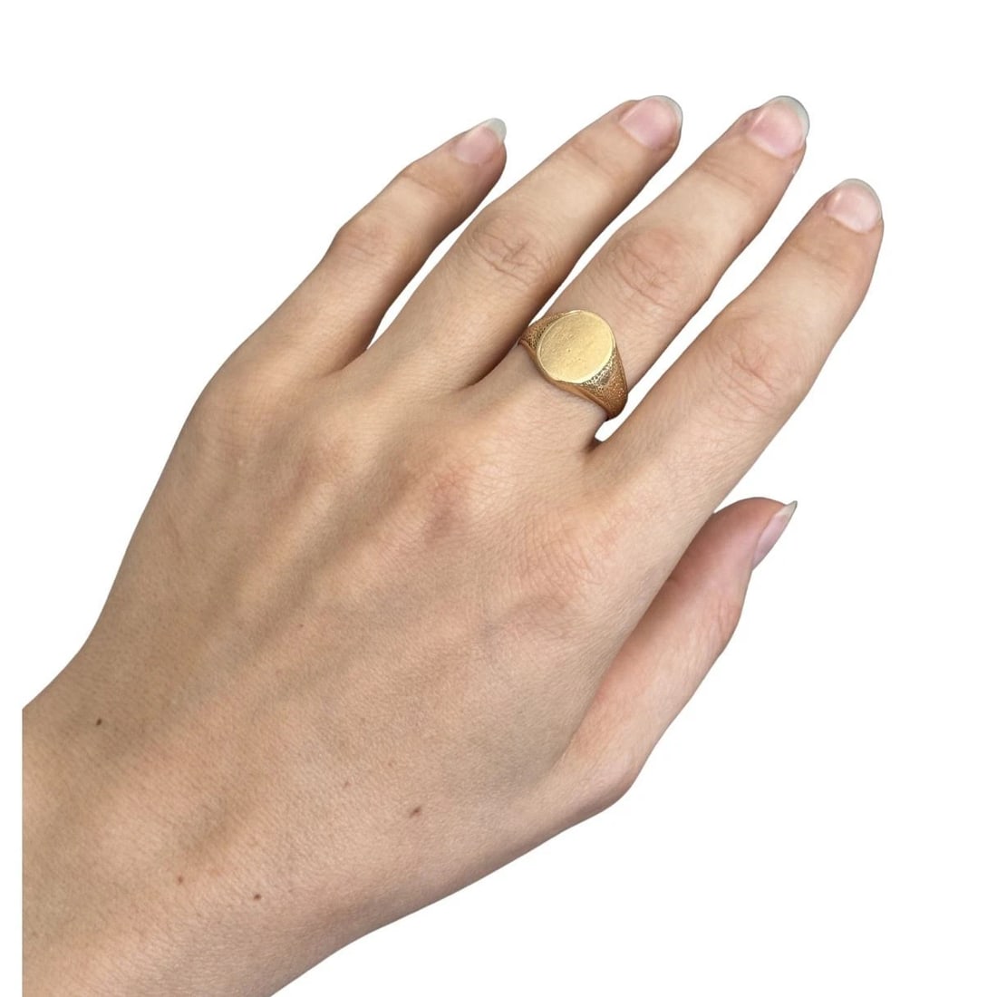 Vintage 18k Gold Un-engraved Signet Ring - 2