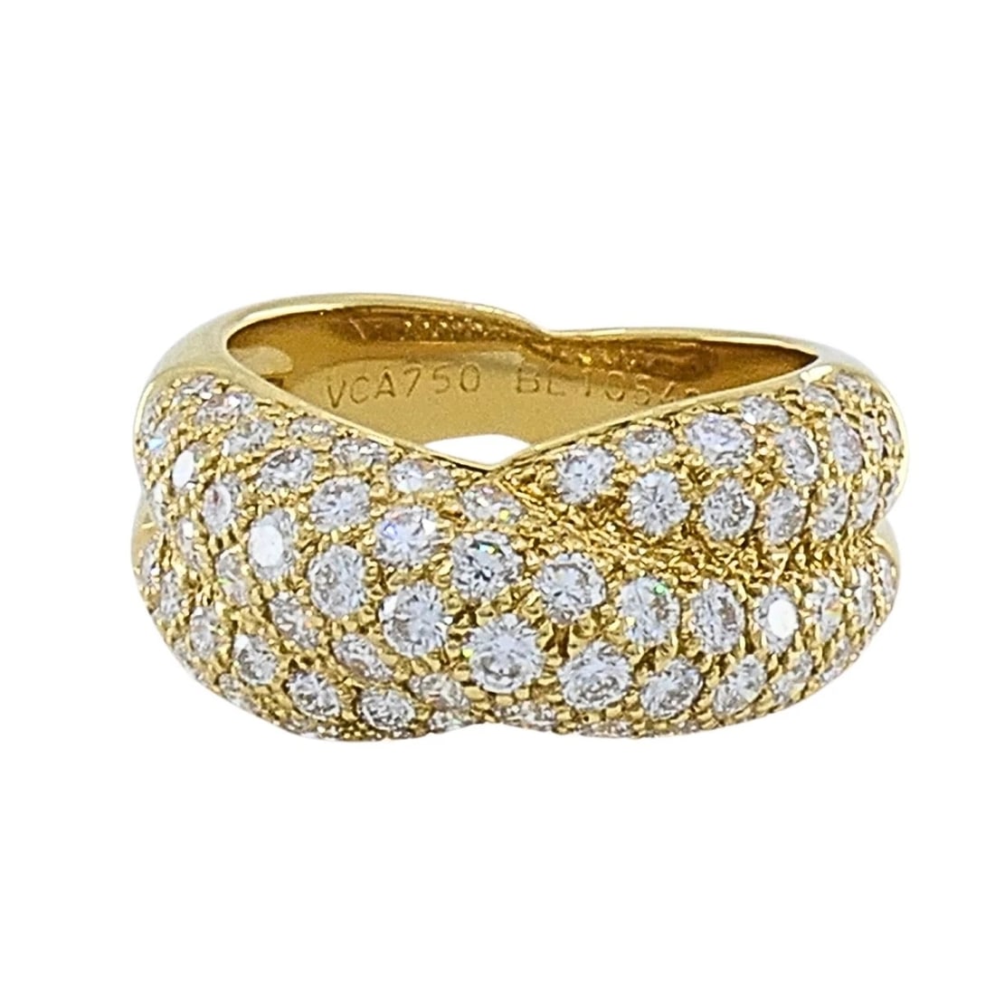 Van Cleef & Arpels 18k Gold Pavé Diamond Bombé Crossover Ring - 4