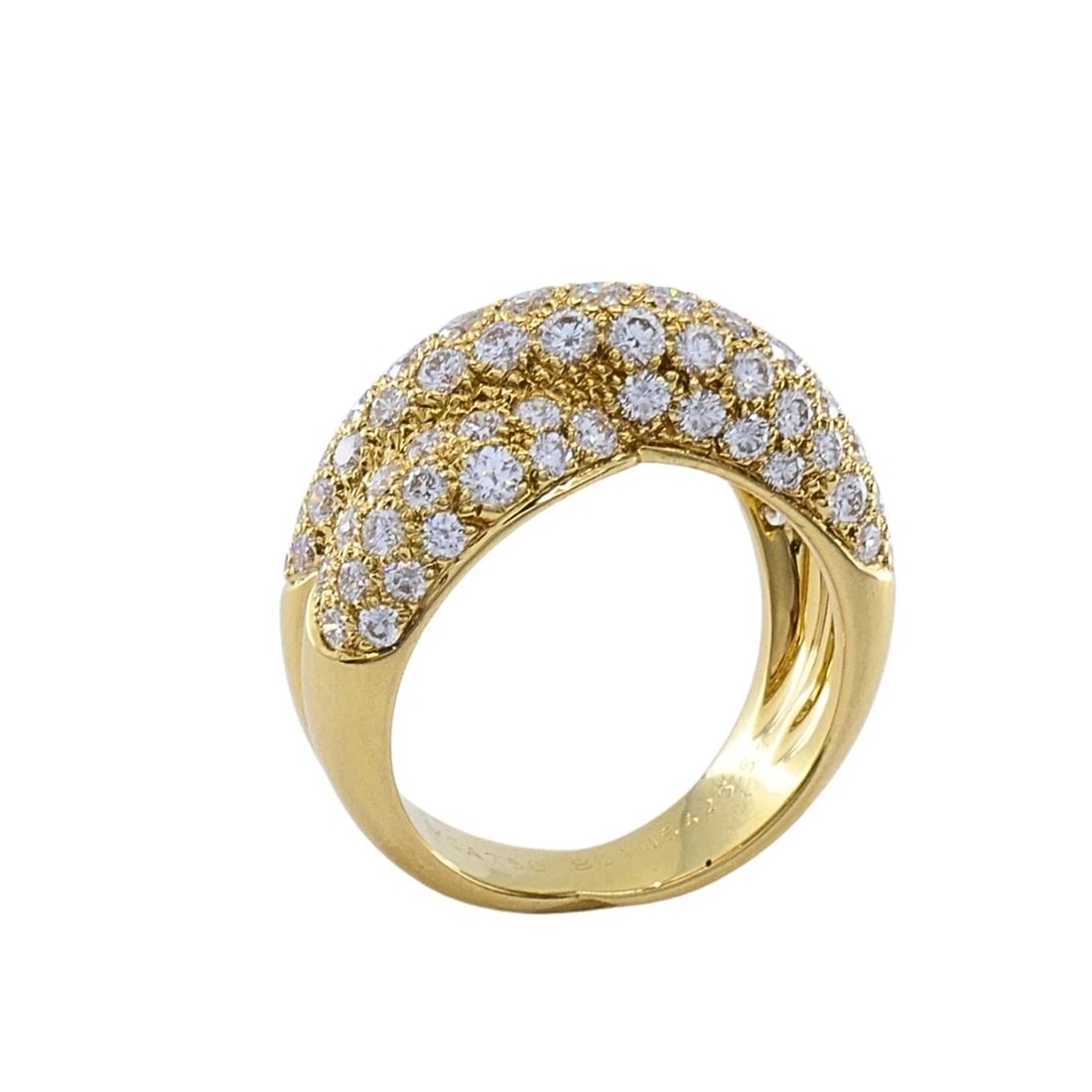 Van Cleef & Arpels 18k Gold Pavé Diamond Bombé Crossover Ring - 5