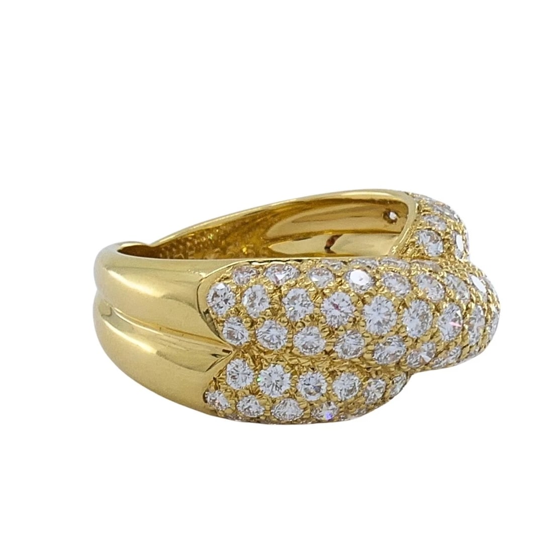 Van Cleef & Arpels 18k Gold Pavé Diamond Bombé Crossover Ring - 6