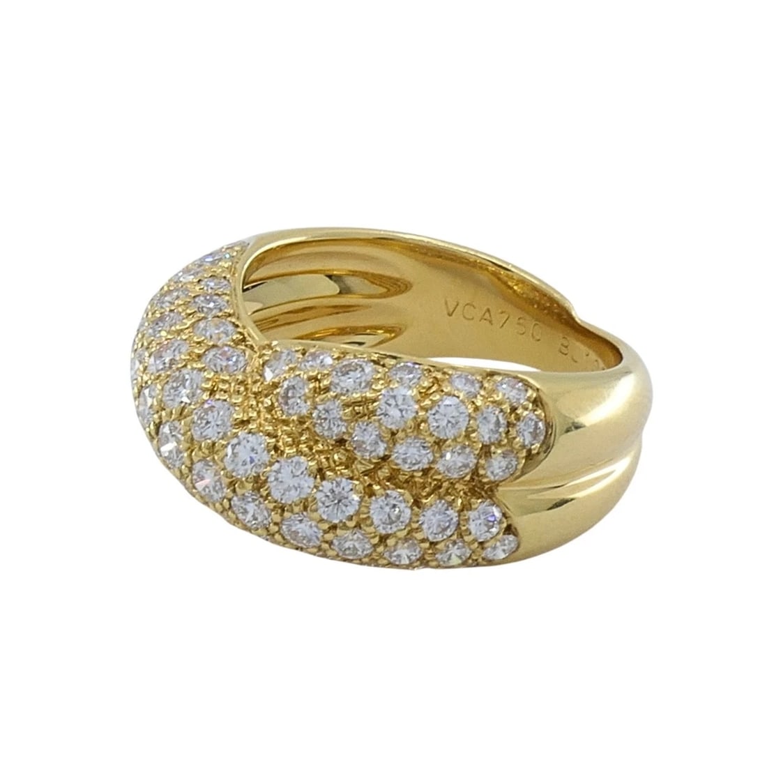 Van Cleef & Arpels 18k Gold Pavé Diamond Bombé Crossover Ring - 7