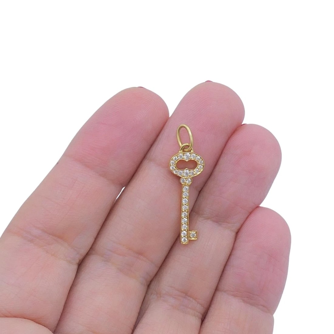 Tiffany & Co. 18k Yellow Gold Diamond Key Pendant - 2