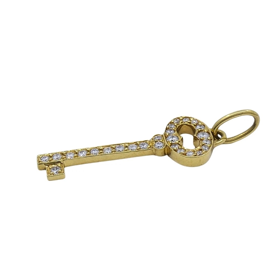 Tiffany & Co. 18k Yellow Gold Diamond Key Pendant - 4