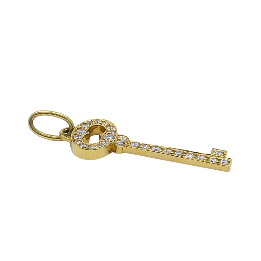 Tiffany & Co. 18k Yellow Gold Diamond Key Pendant - 5