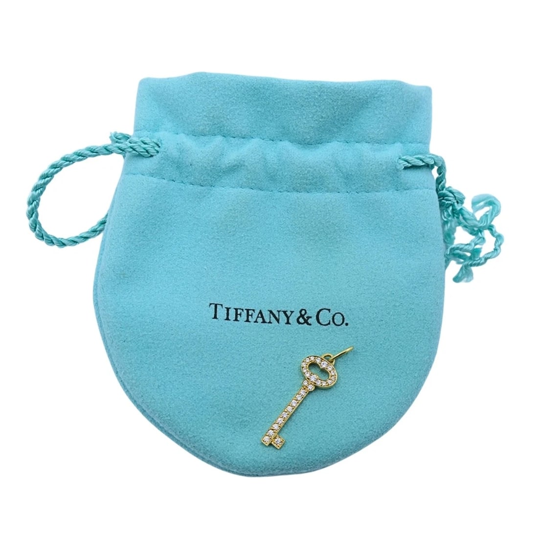 Tiffany & Co. 18k Yellow Gold Diamond Key Pendant - 7