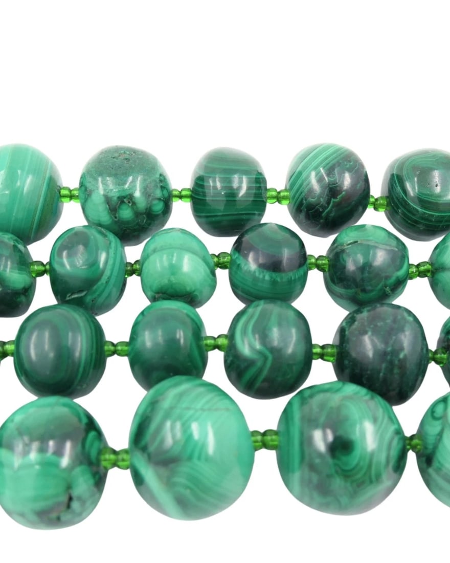 Vintage Malachite Necklace 14k Gold Clasp - 9