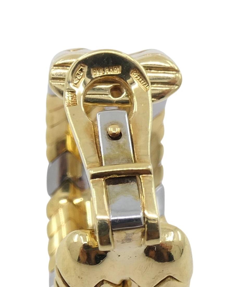 Bvlgari Bulgari Gold Earrings 18k Spiga Collection Chevron Pattern Two-Tone - 7