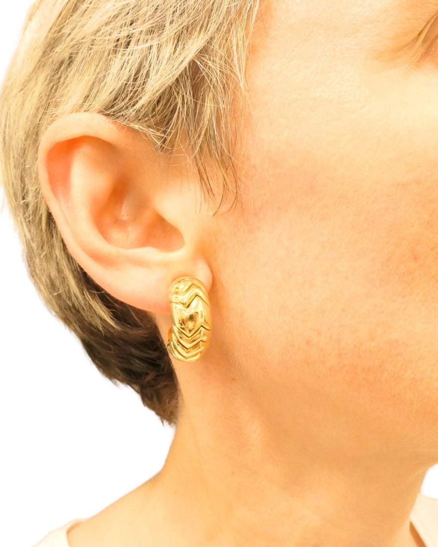 Bvlgari Bulgari Gold Earrings 18k Spiga Collection Clip-On - 2