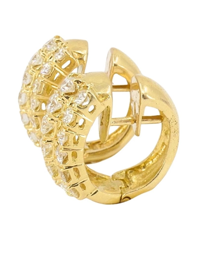 Diamond Earrings Vintage 18k Gold Hoop Earrings French Jewelry - 4