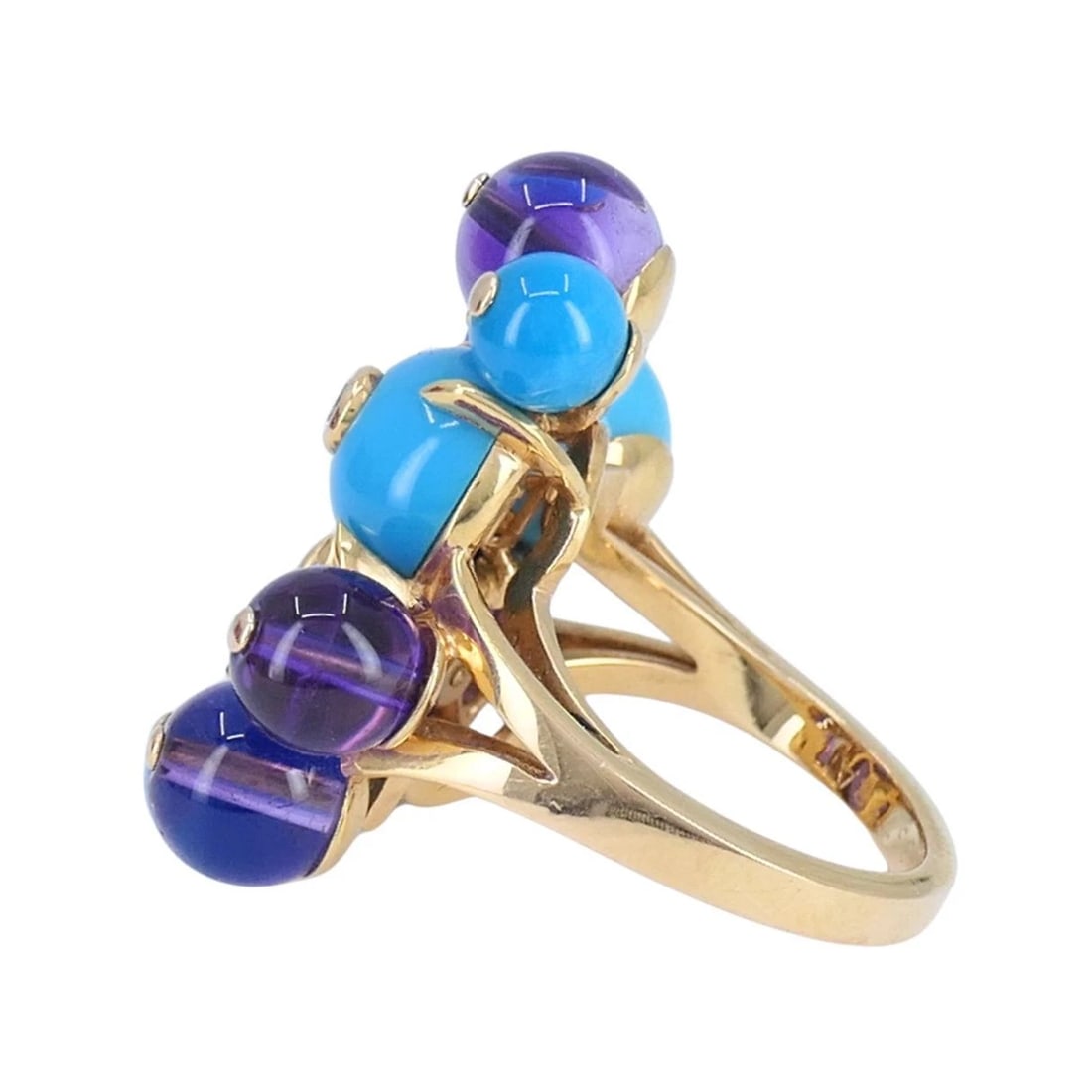 Cartier Délices de Goa 18k Rose Gold Diamond Turquoise Amethyst Ring - 7
