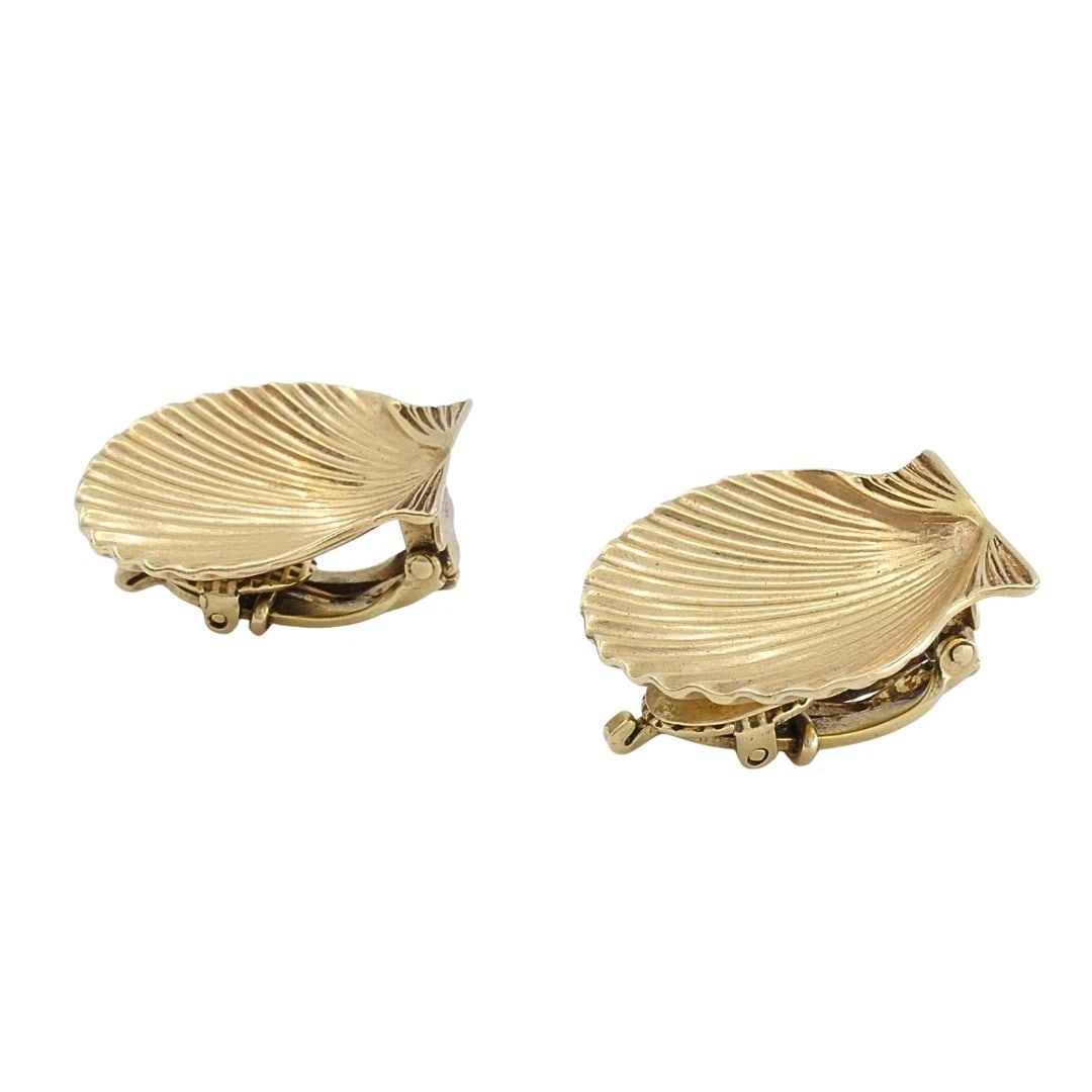 Cartier 14k Gold Shell Vintage Clip-On Earrings - 4