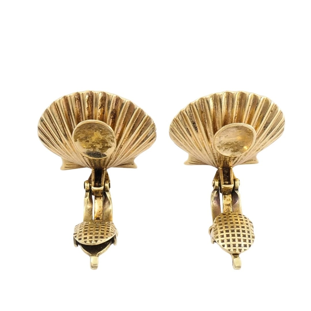 Cartier 14k Gold Shell Vintage Clip-On Earrings - 7