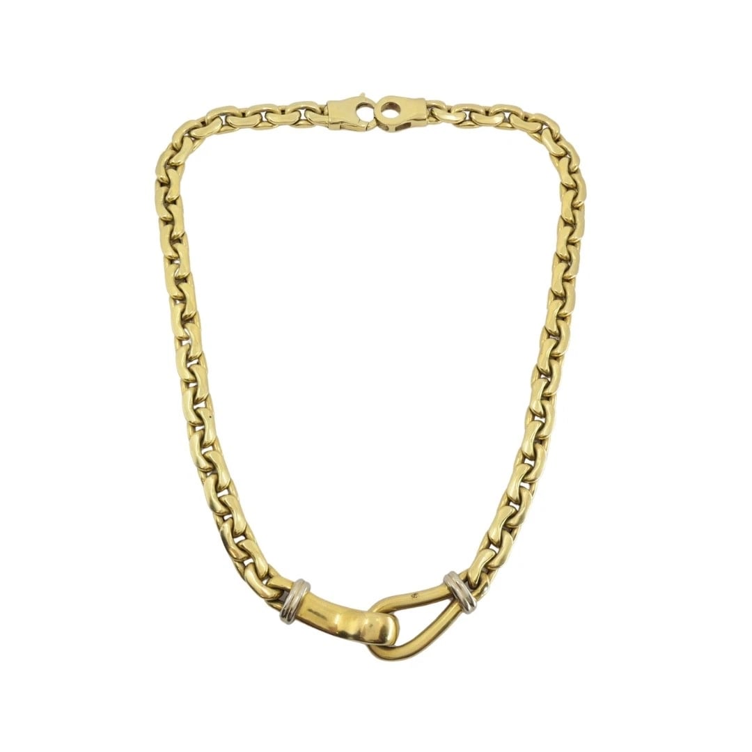 Vintage Italian 18k Gold Link Necklace Sculpted Front Element - 3